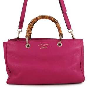 GUCCI Pink Bamboo Shoulder Bag